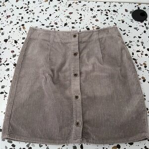 Corduroy Button-Front Skirt - Brown